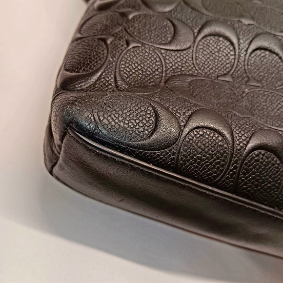 Coach F73338 Houston Flight Bag Black Embossed Signature Leather GUC - Picture 10 of 16